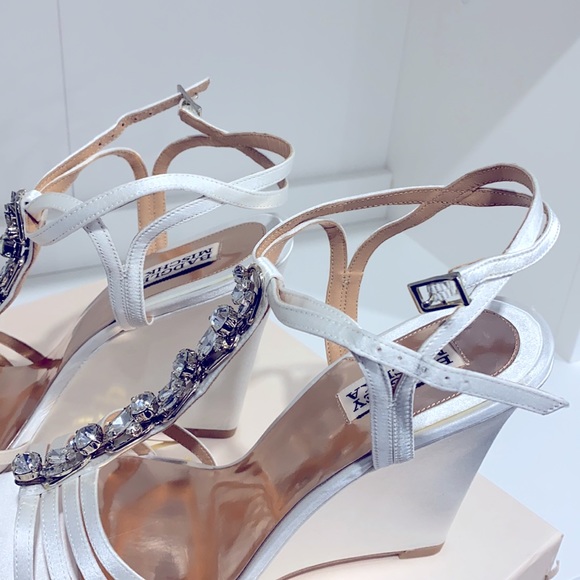 Badgley Mischka rhinestone wedge heel strap sandal - Picture 10 of 12